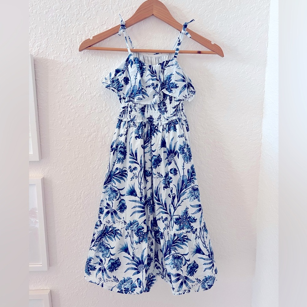 Janie and Jack blue and white floral dress.